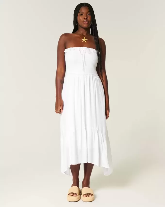 Strapless Smocked Maxi Dress