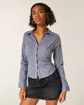 Stretch Poplin Button-Through Shirt