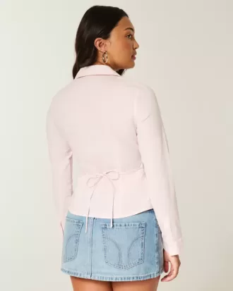 Stretch Poplin Button-Through Shirt