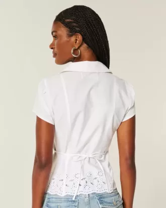 Stretch Poplin Embroidered Short-Sleeve Shirt