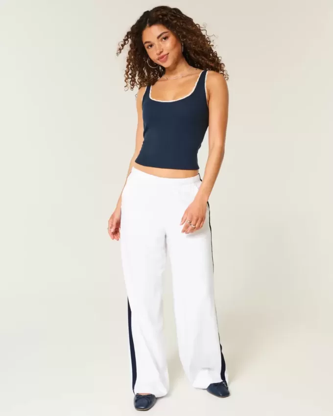 Striped Baggy Pull-On Pants
