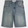 Taz Graphic Medium Wash Super Baggy Denim Shorts