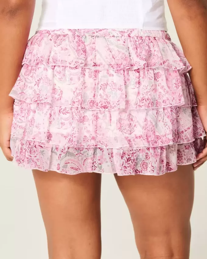 Tiered Chiffon Mini Skort