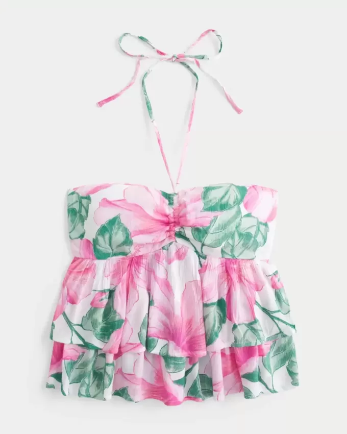 Tiered Halter Babydoll Top