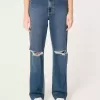 Ultra High-Rise Ripped Dark Wash Dad Jeans