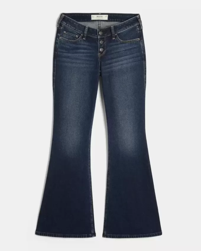 Ultra Low-Rise Dark Wash Flare Jeans