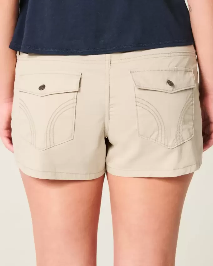 Ultra Low-Rise Khaki Twill Mini Shorts