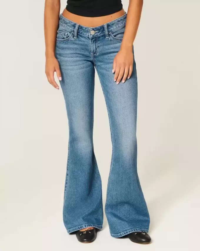 Ultra Low-Rise Medium Wash Flare Jeans