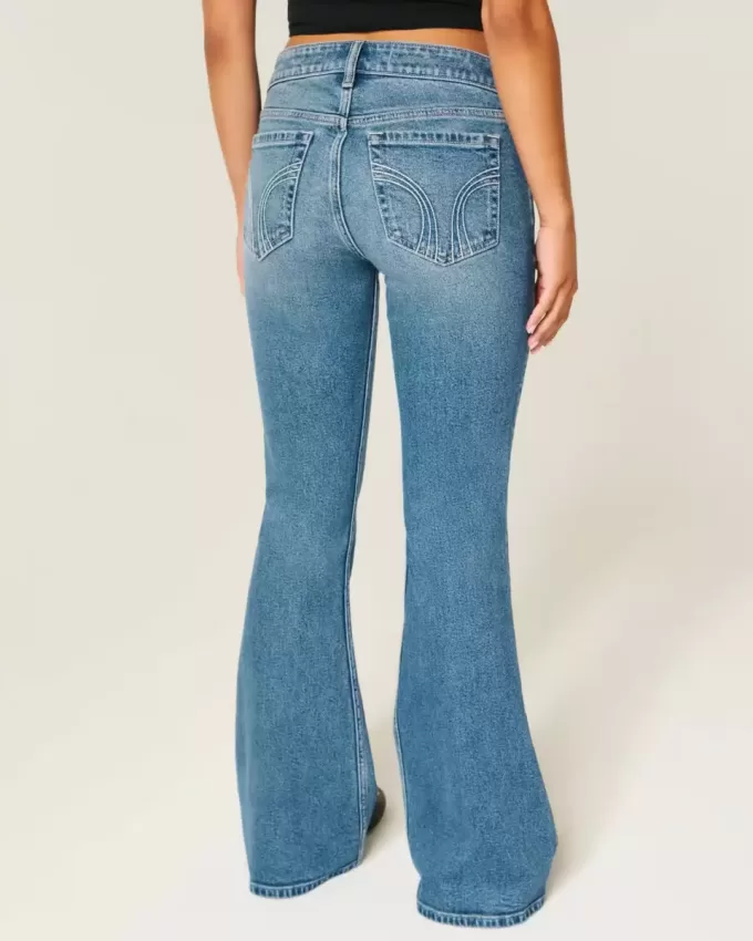 Ultra Low-Rise Medium Wash Flare Jeans