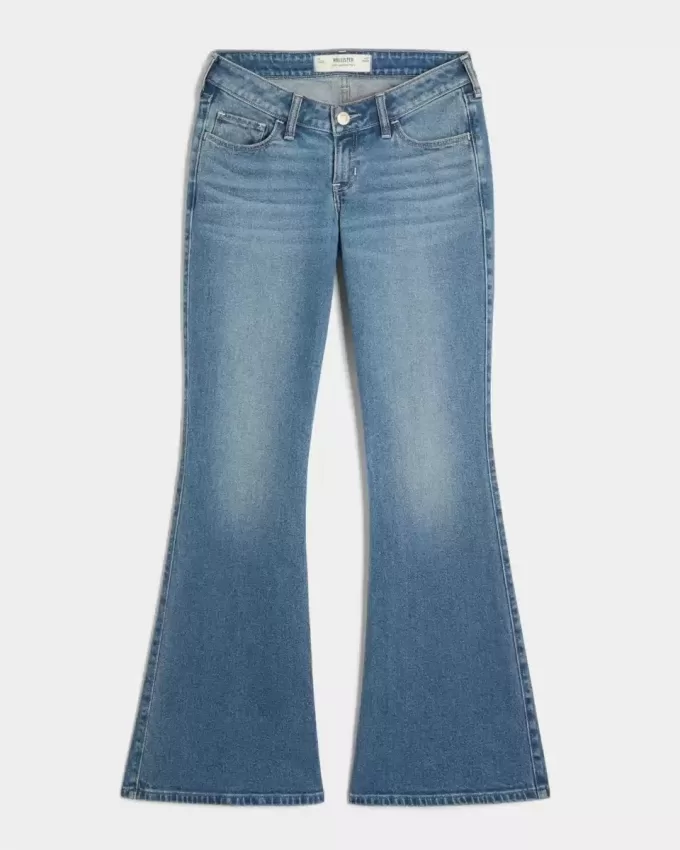 Ultra Low-Rise Medium Wash Flare Jeans