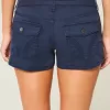 Ultra Low-Rise Navy Twill Mini Shorts