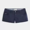 Ultra Low-Rise Navy Twill Mini Shorts