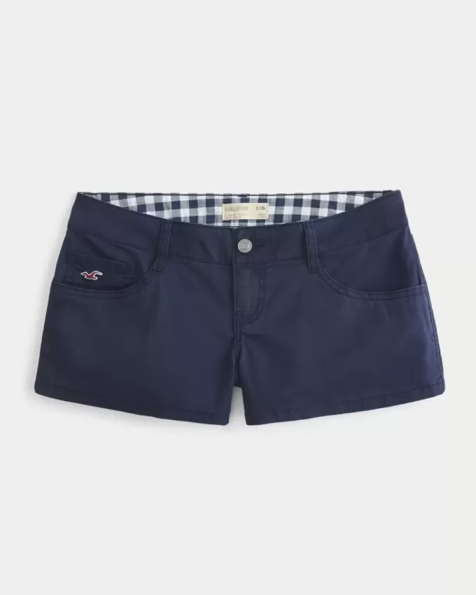Ultra Low-Rise Navy Twill Mini Shorts