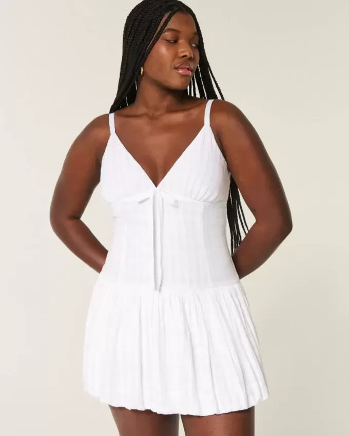 V-Neck Bubble Mini Dress