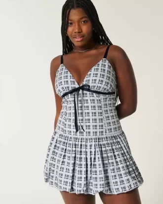 V-Neck Bubble Mini Dress