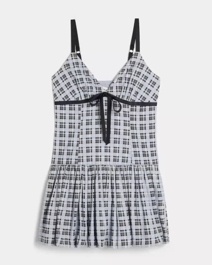 V-Neck Bubble Mini Dress