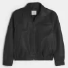 Vegan Leather Zip-Up Jacket