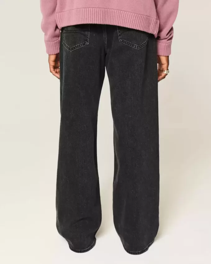 Washed Black Baggy Bootcut Jeans