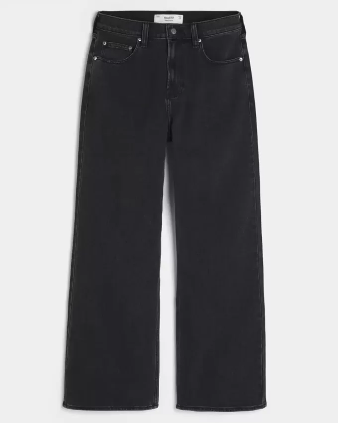 Washed Black Baggy Bootcut Jeans