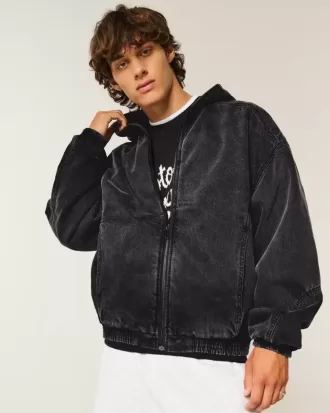 Washed Black Denim Skater Jacket