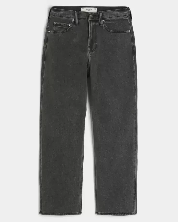 Washed Black Logo Graphic Baggy Jeans