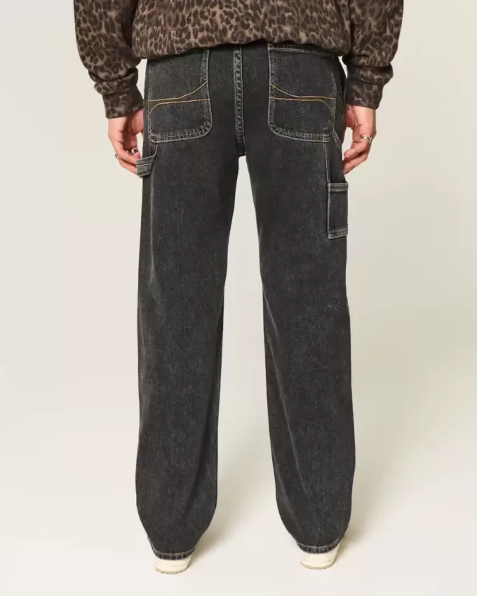 Washed Black Loose Painter Jeans