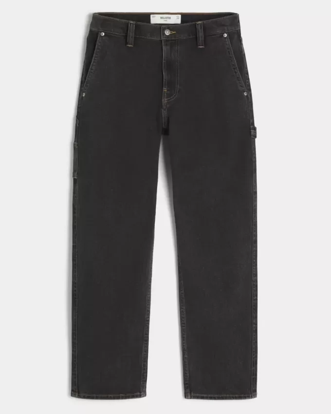 Washed Black Loose Painter Jeans