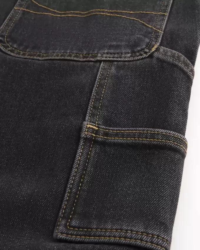 Washed Black Loose Painter Jeans