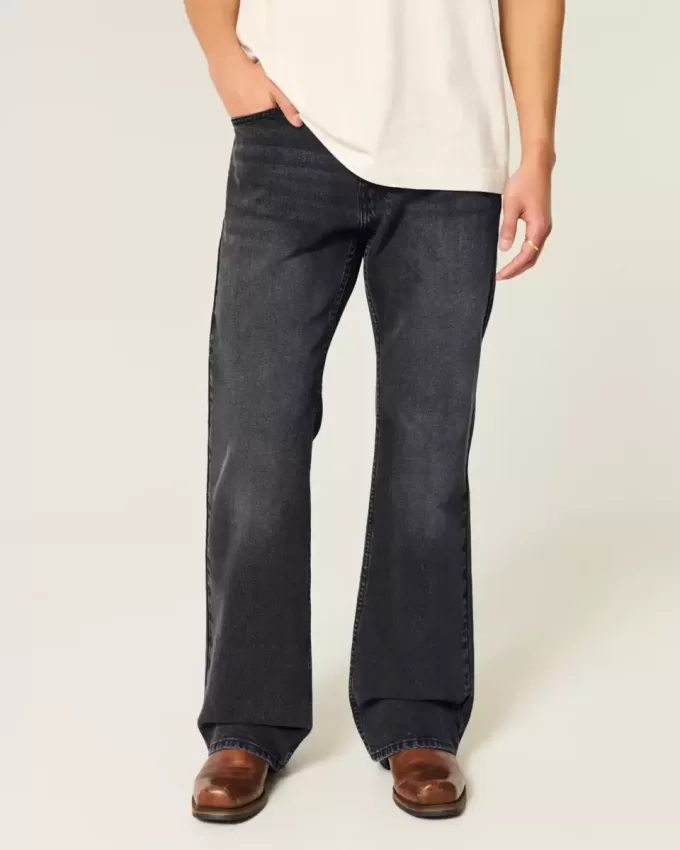Washed Black Relaxed Bootcut Jeans