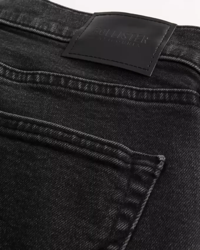 Washed Black Slim Straight Jeans