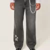 Washed Black Star Graphic Baggy Jeans