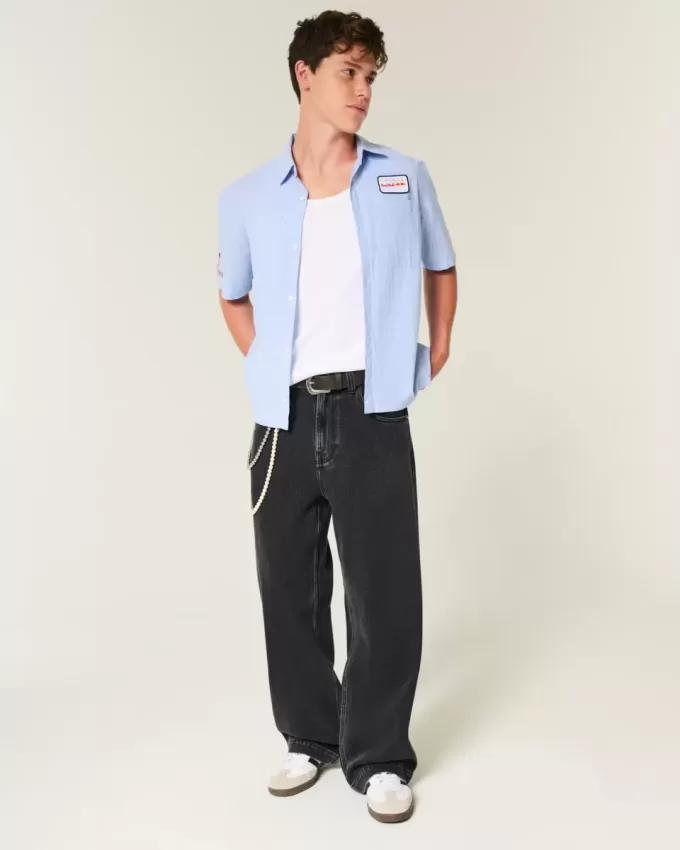 Washed Black Star Graphic Super Baggy Jeans