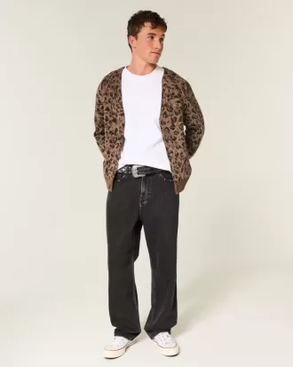 Washed Black Studded Baggy Jeans