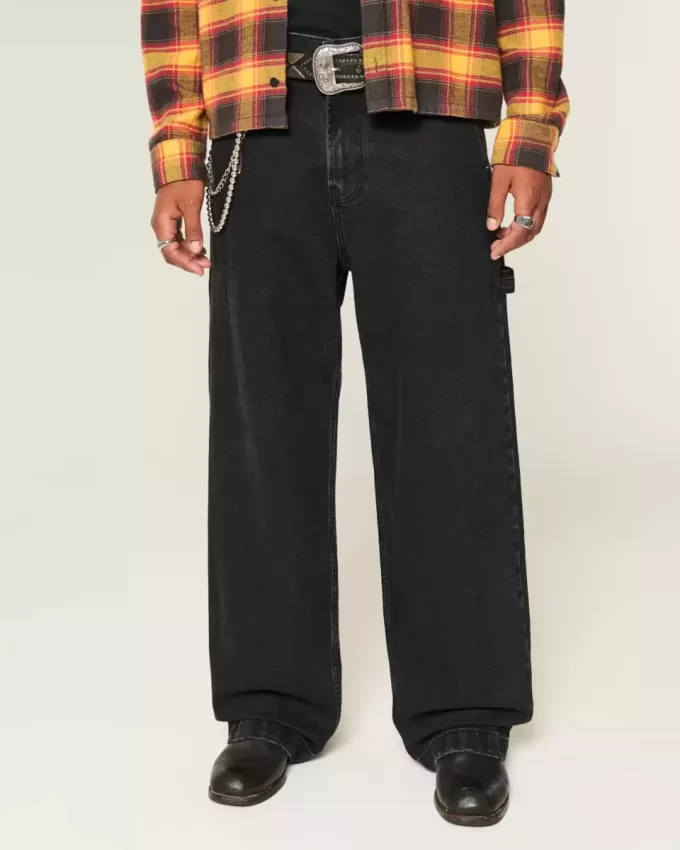 Washed Black Super Baggy Painter Jeans